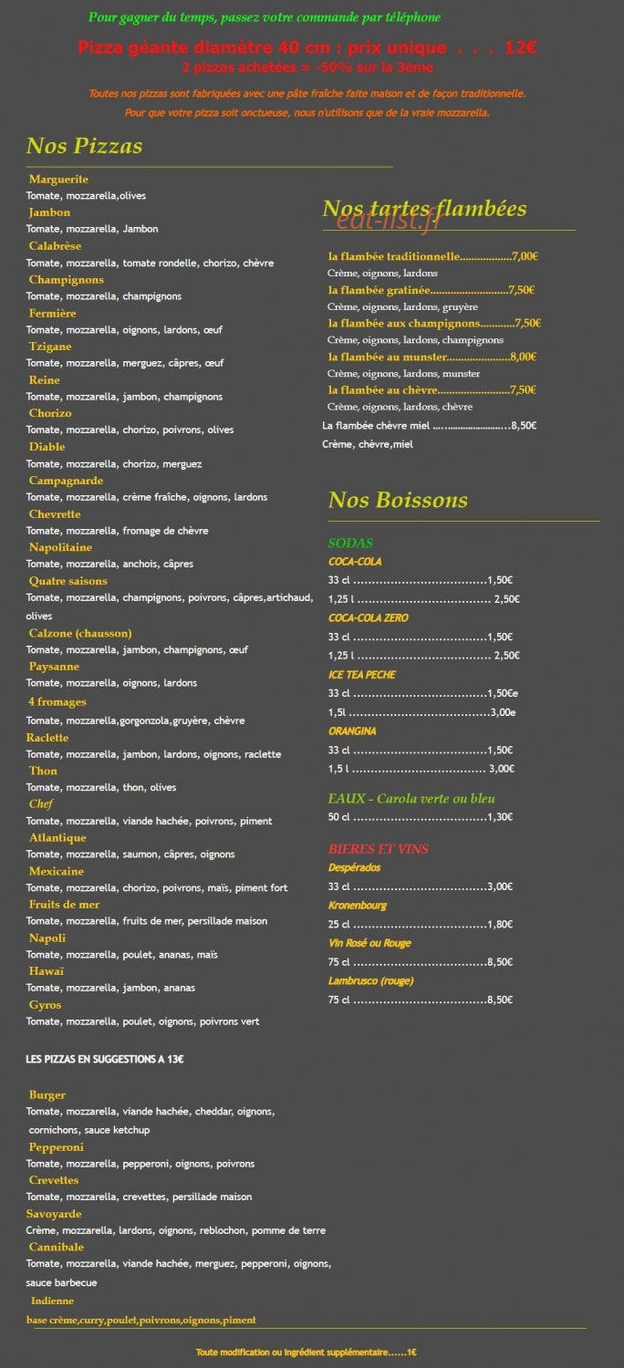 Pizza le Napoli — carte page 1