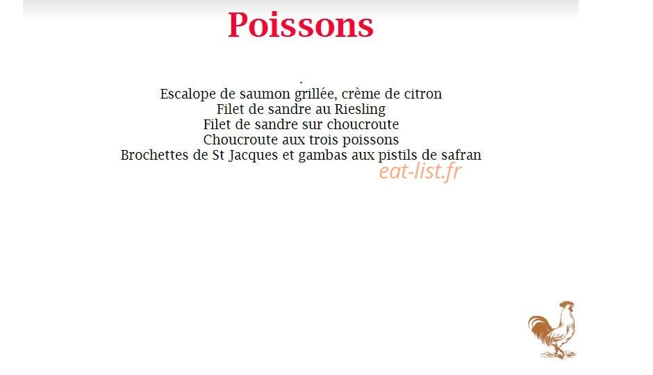 Au Coq d'Or — carte page 2
