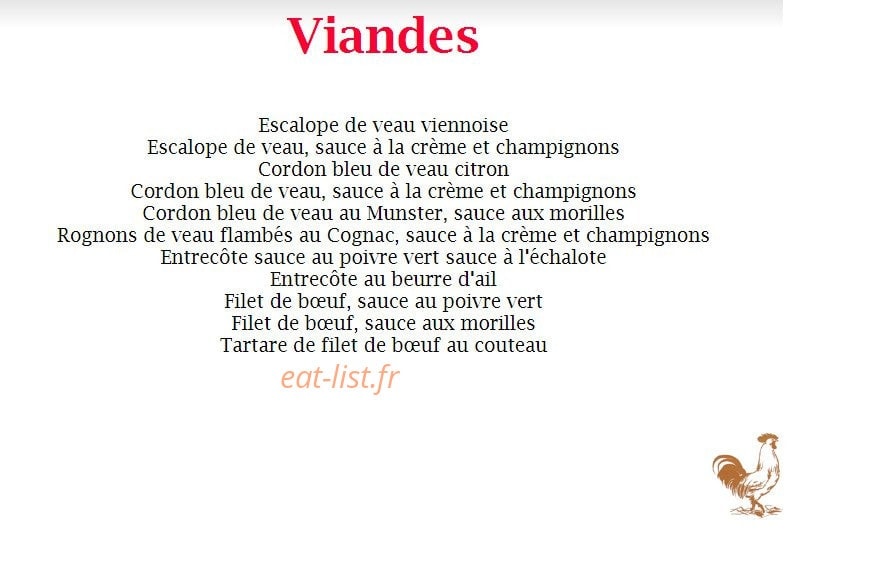 Au Coq d'Or — carte page 3