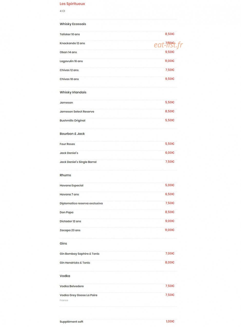 Le Cordon Rouge — carte page 8