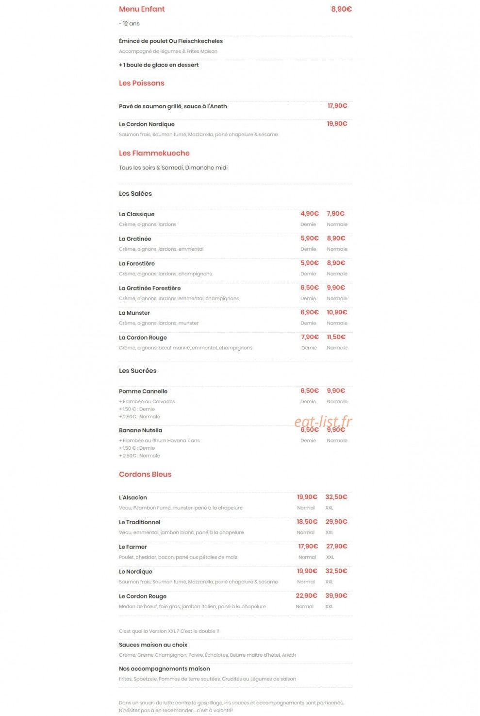 Le Cordon Rouge — carte page 2