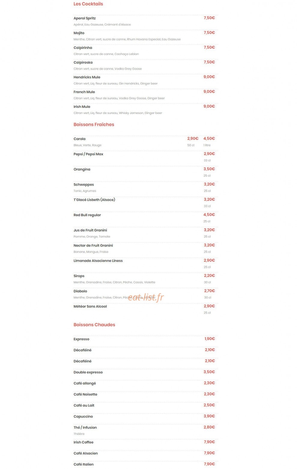 Le Cordon Rouge — carte page 6