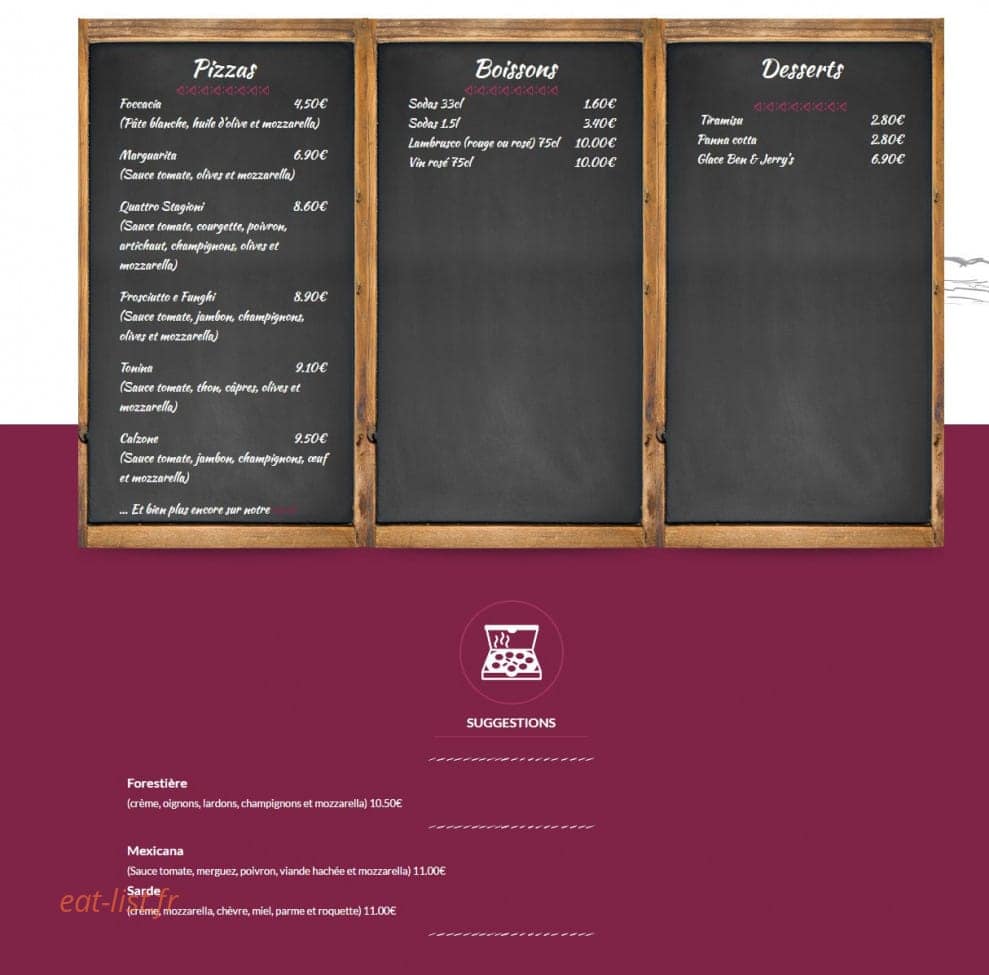 Les Pizzas Du Moulin — carte page 1