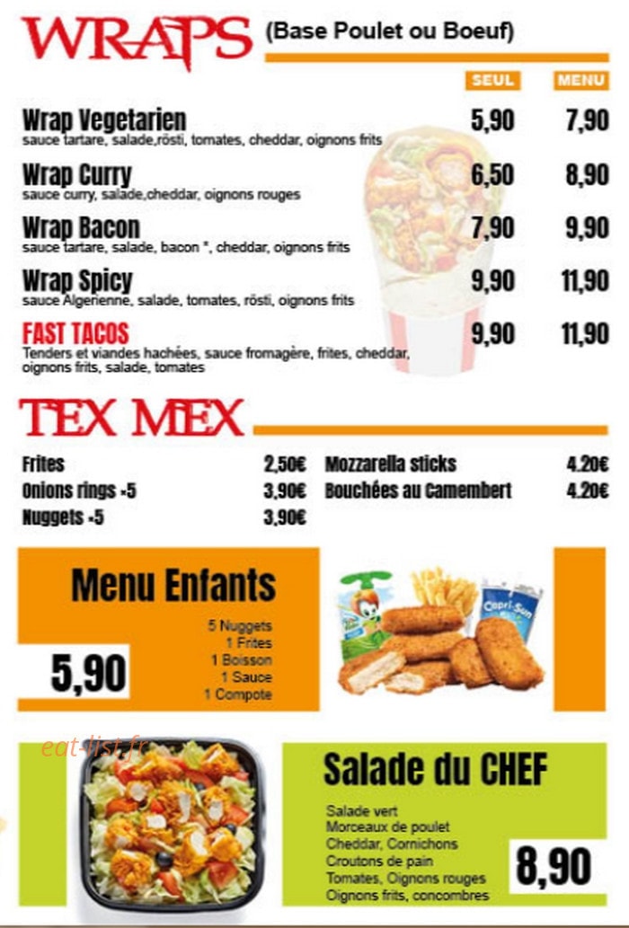 Fast Chicken — carte page 2