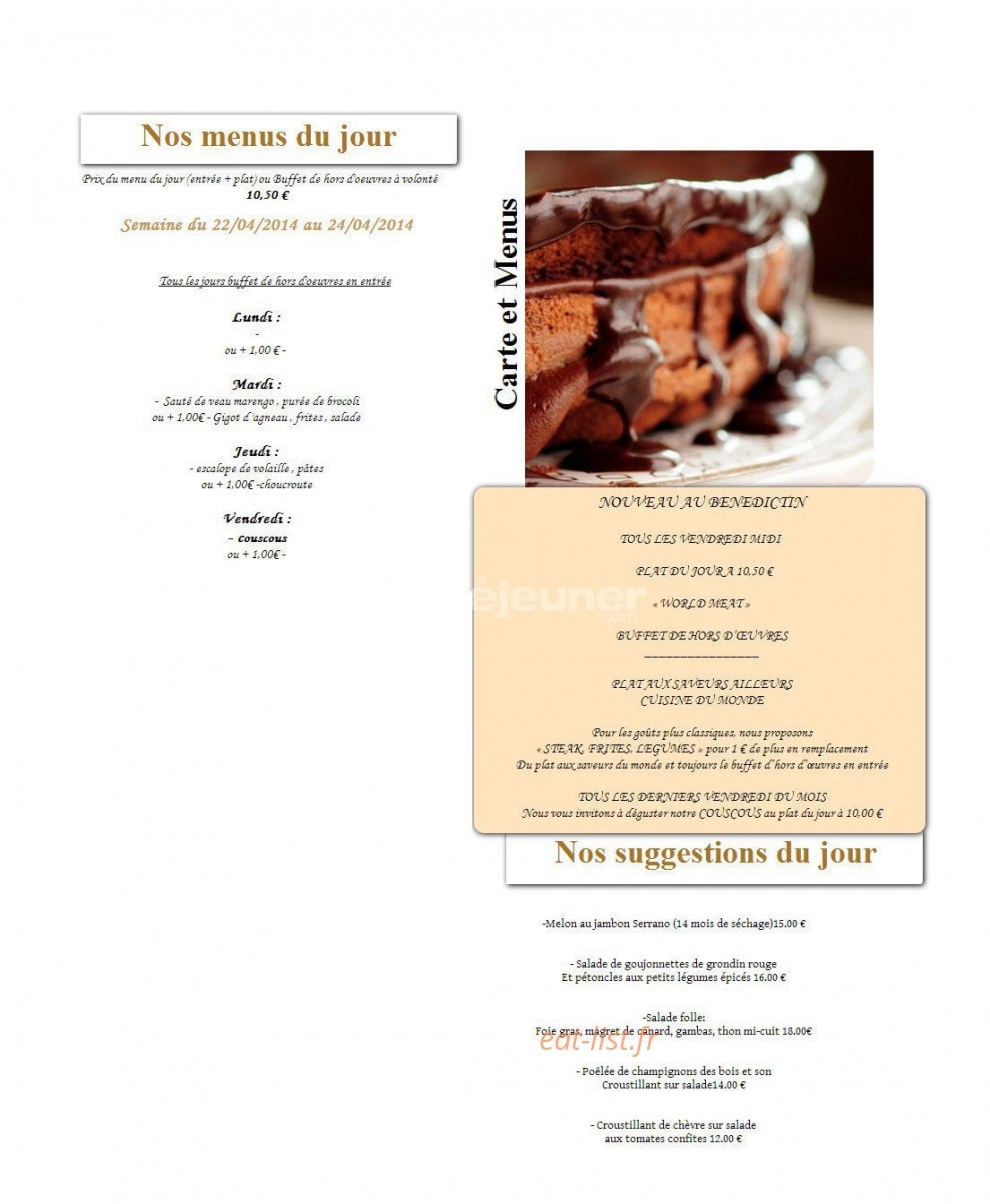 Le Benedictin — carte page 1