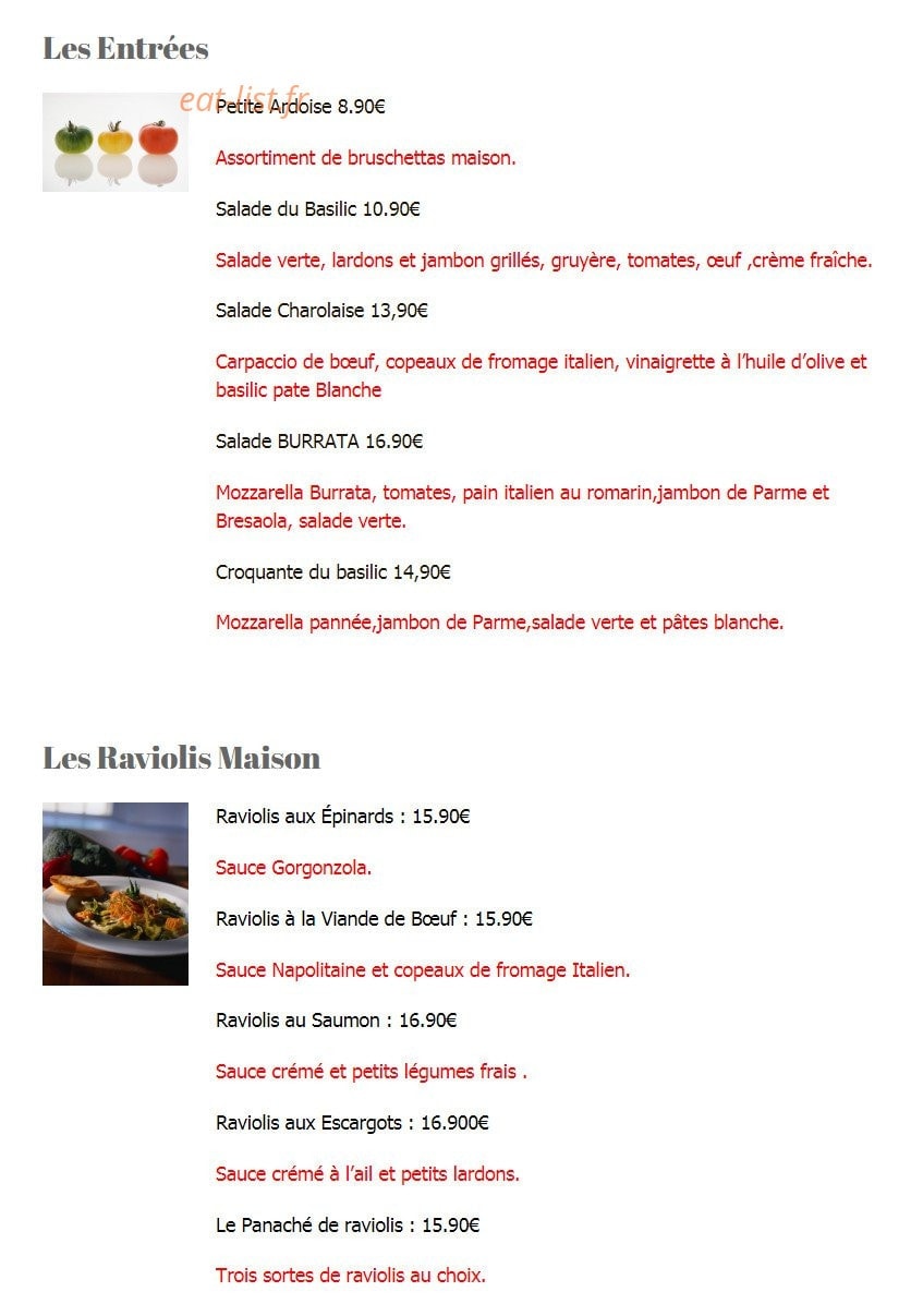 Le Basilic — carte page 2