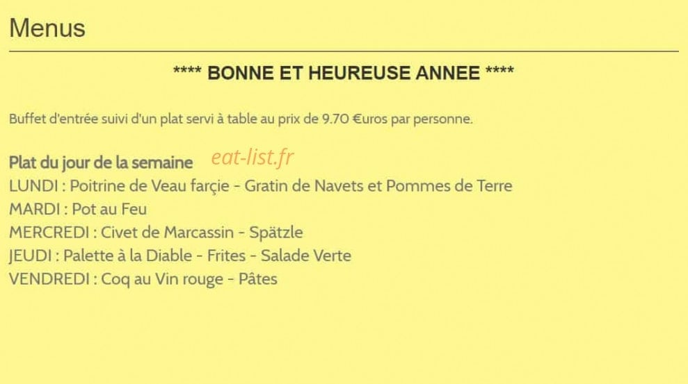 Restaurant de la gare — carte page 1