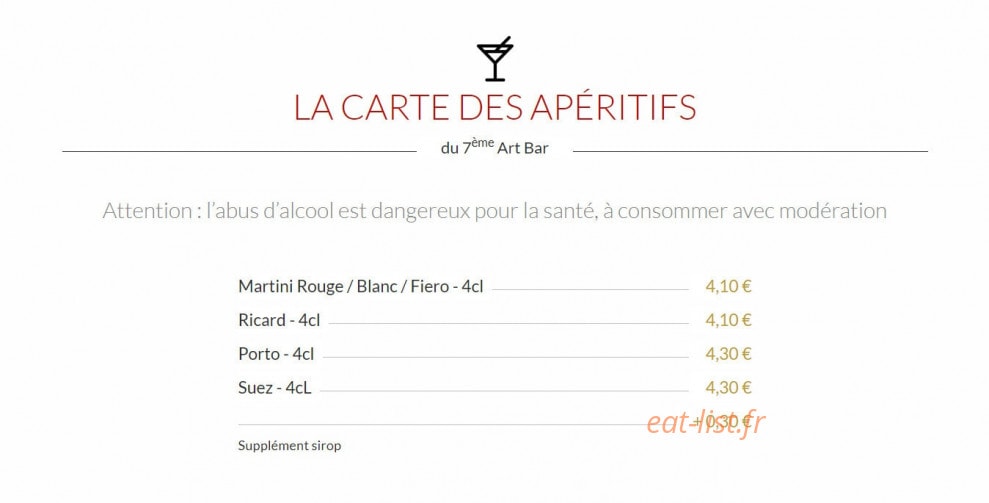 7ème Art Bar — carte page 4