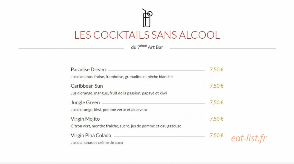 7ème Art Bar — carte page 6