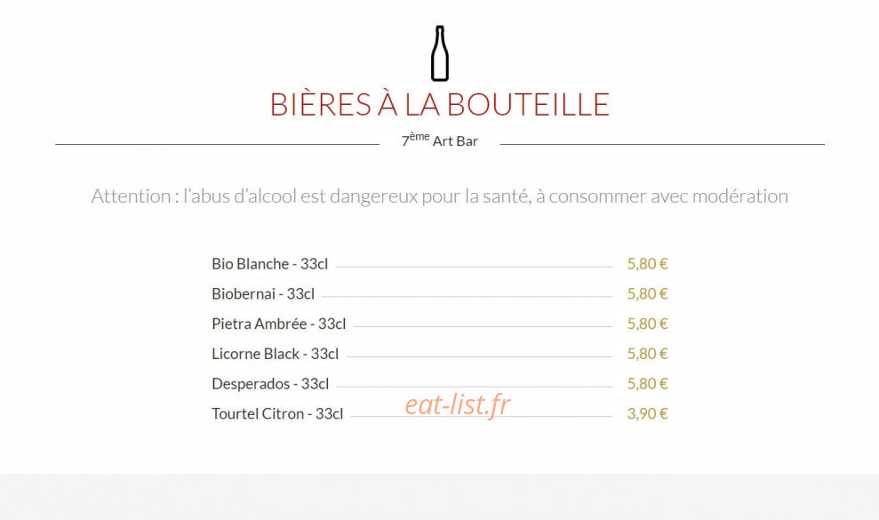 7ème Art Bar — carte page 9