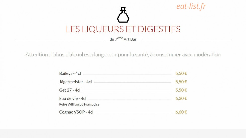7ème Art Bar — carte page 8