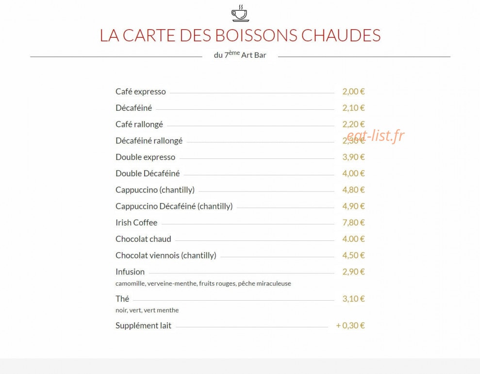 7ème Art Bar — carte page 3