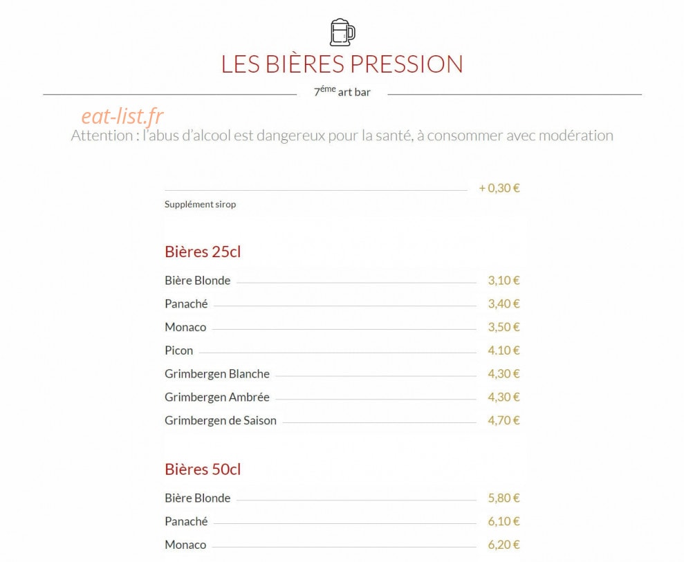 7ème Art Bar — carte page 10