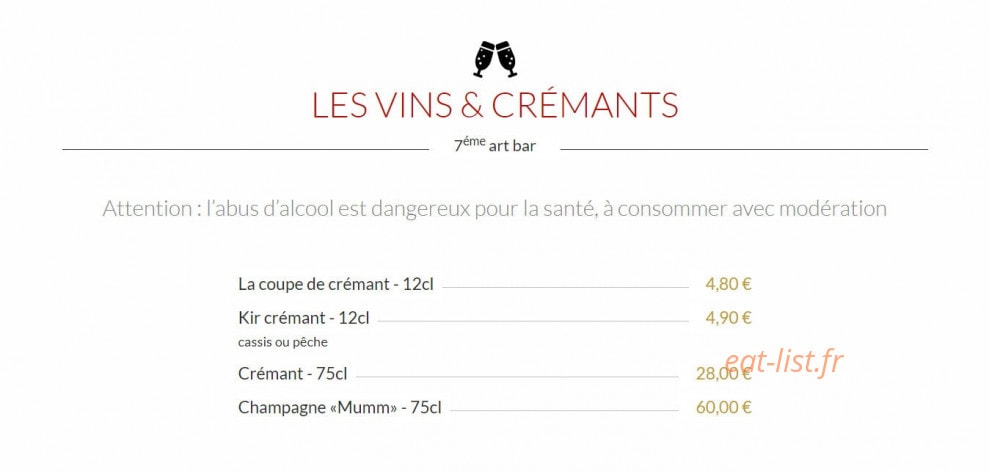 7ème Art Bar — carte page 12