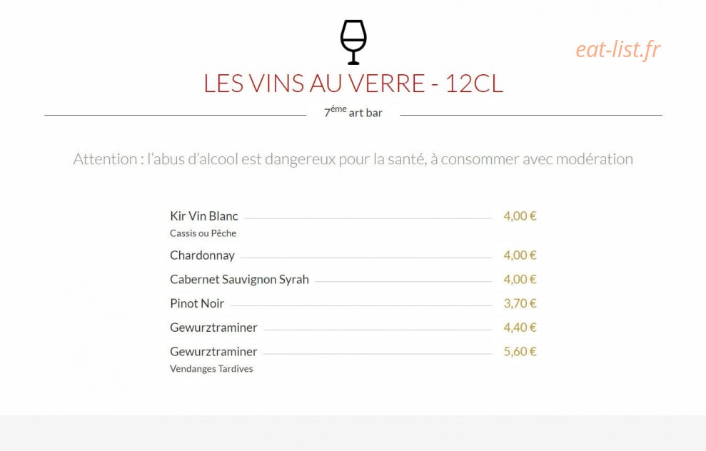 7ème Art Bar — carte page 11