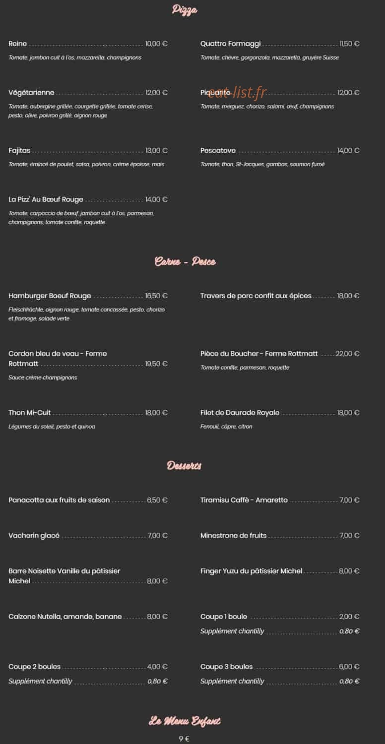 Au Boeuf Rouge — carte page 2