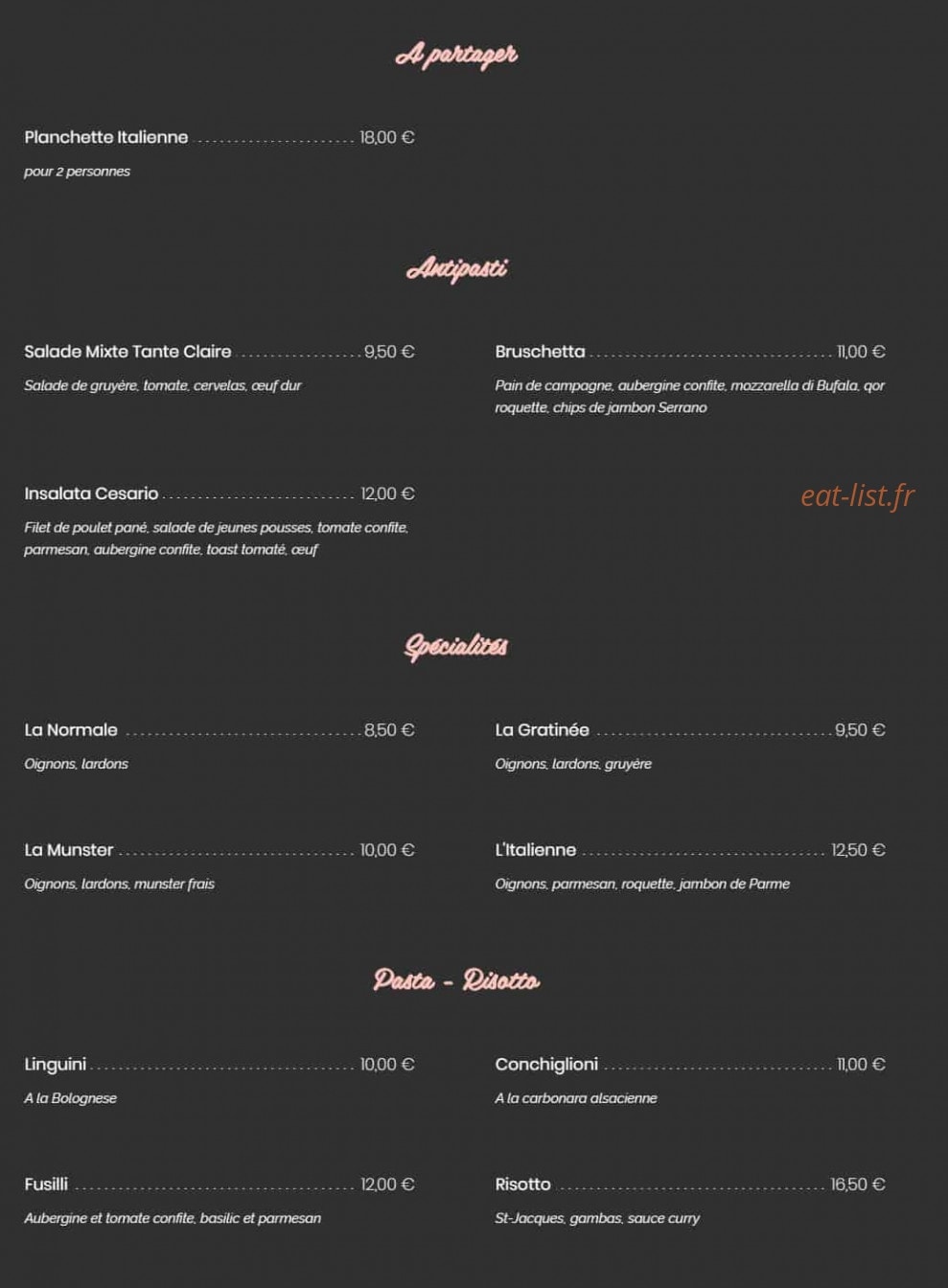 Au Boeuf Rouge — carte page 1
