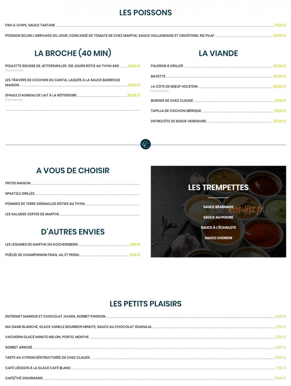 Chez Claude — carte page 2