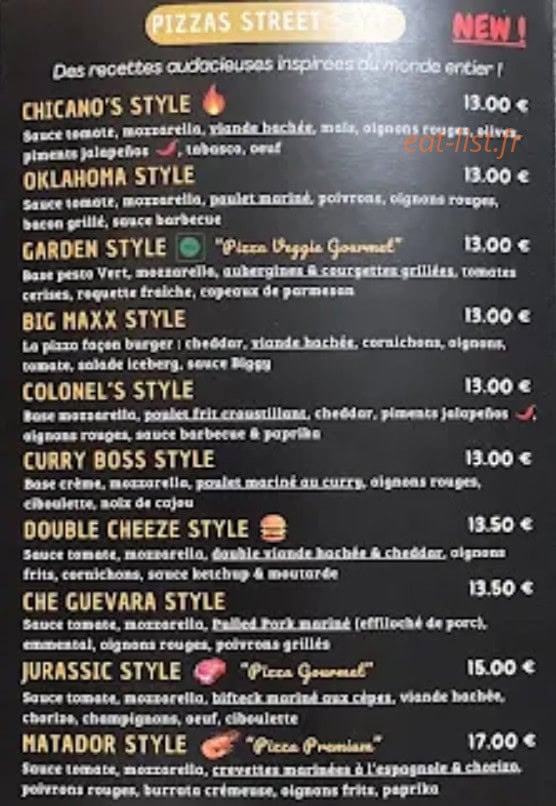 Carte et menu de La Bella Flamm’s à Duppigheim — Pizza street