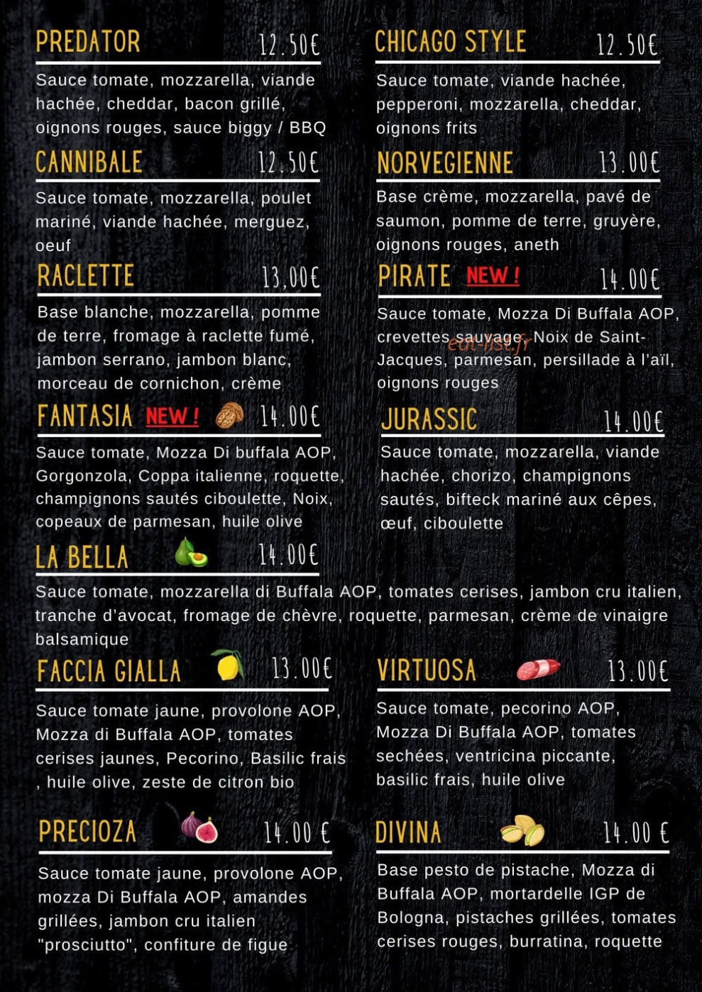 La Bella Flamm’s — carte page 1