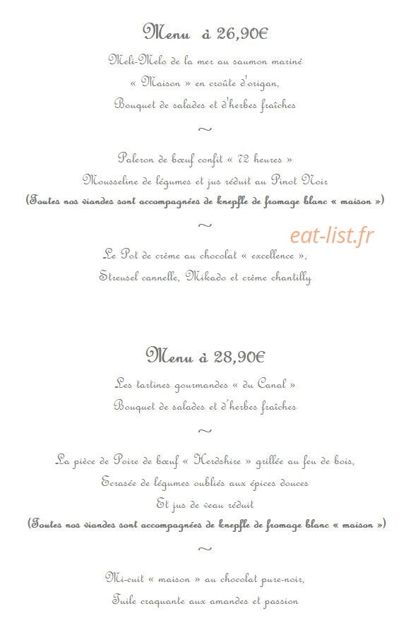 Restaurant Au Canal — carte page 2