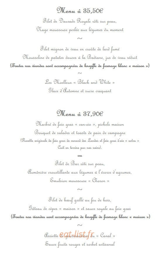 Restaurant Au Canal — carte page 4