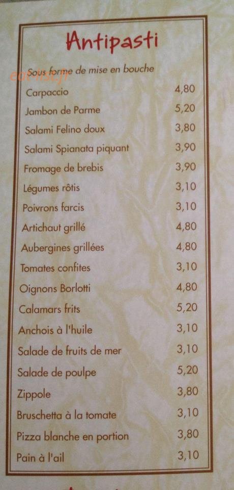 Restaurant La Fontana — carte page 2