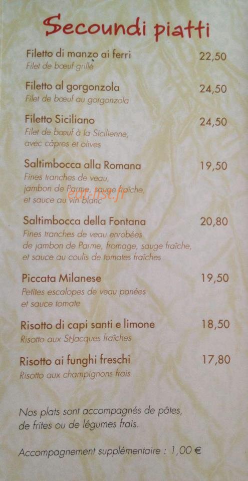 Restaurant La Fontana — carte page 3
