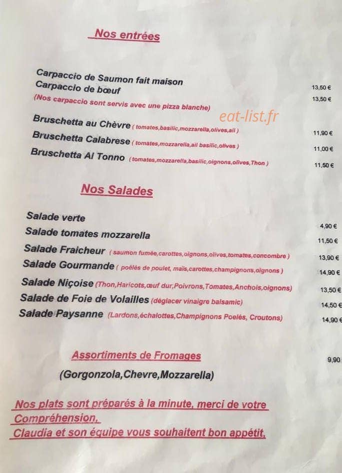 Chez Mimmo — carte page 2