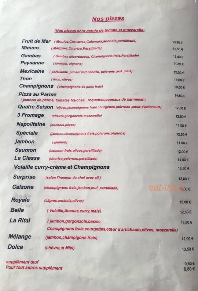 Chez Mimmo — carte page 4