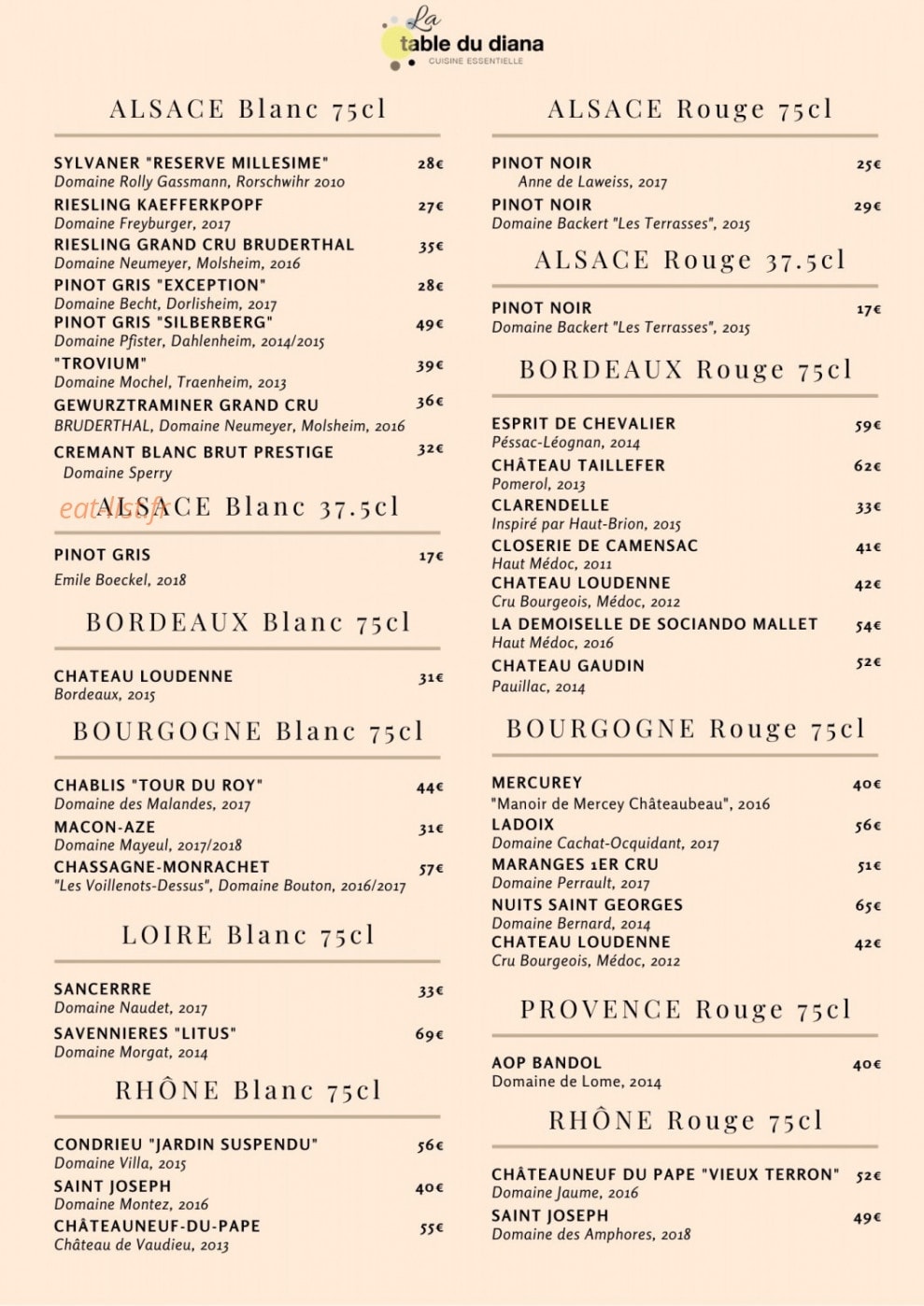 Hotel Diana Restaurant & Spa — carte page 2