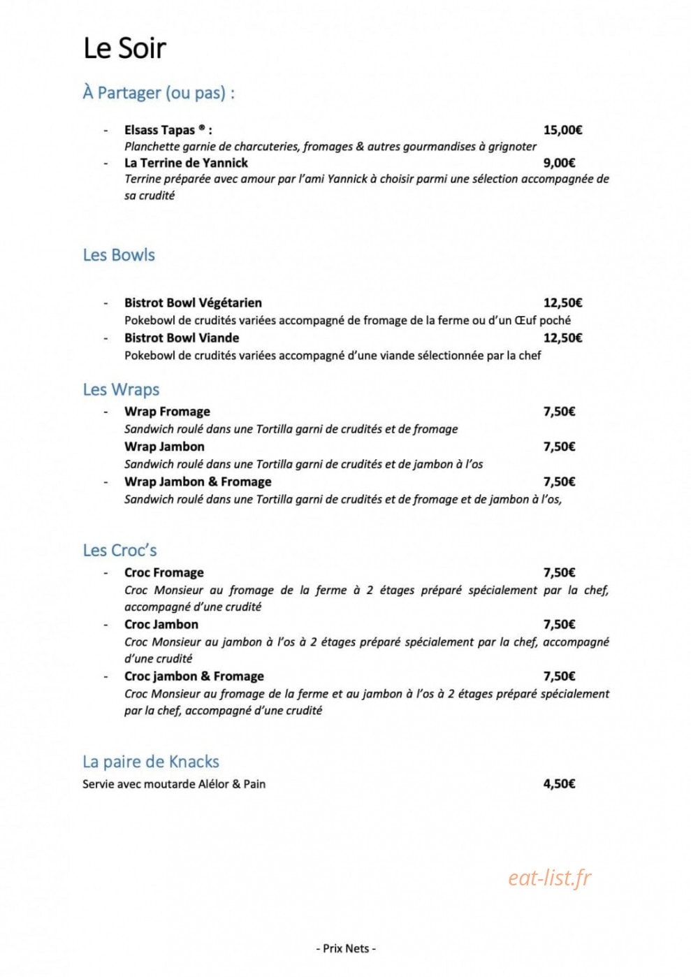 Le Bistrot du Barbu — carte page 2