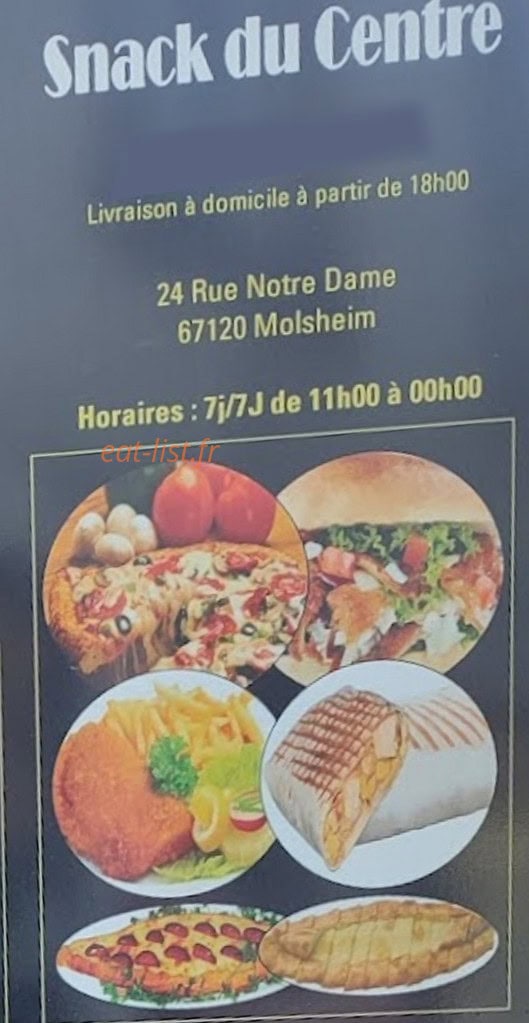 Snack du centre — carte page 1