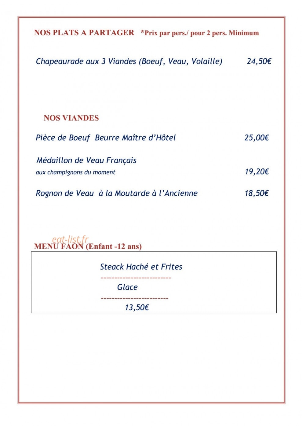 Auberge Hazemann — carte page 4