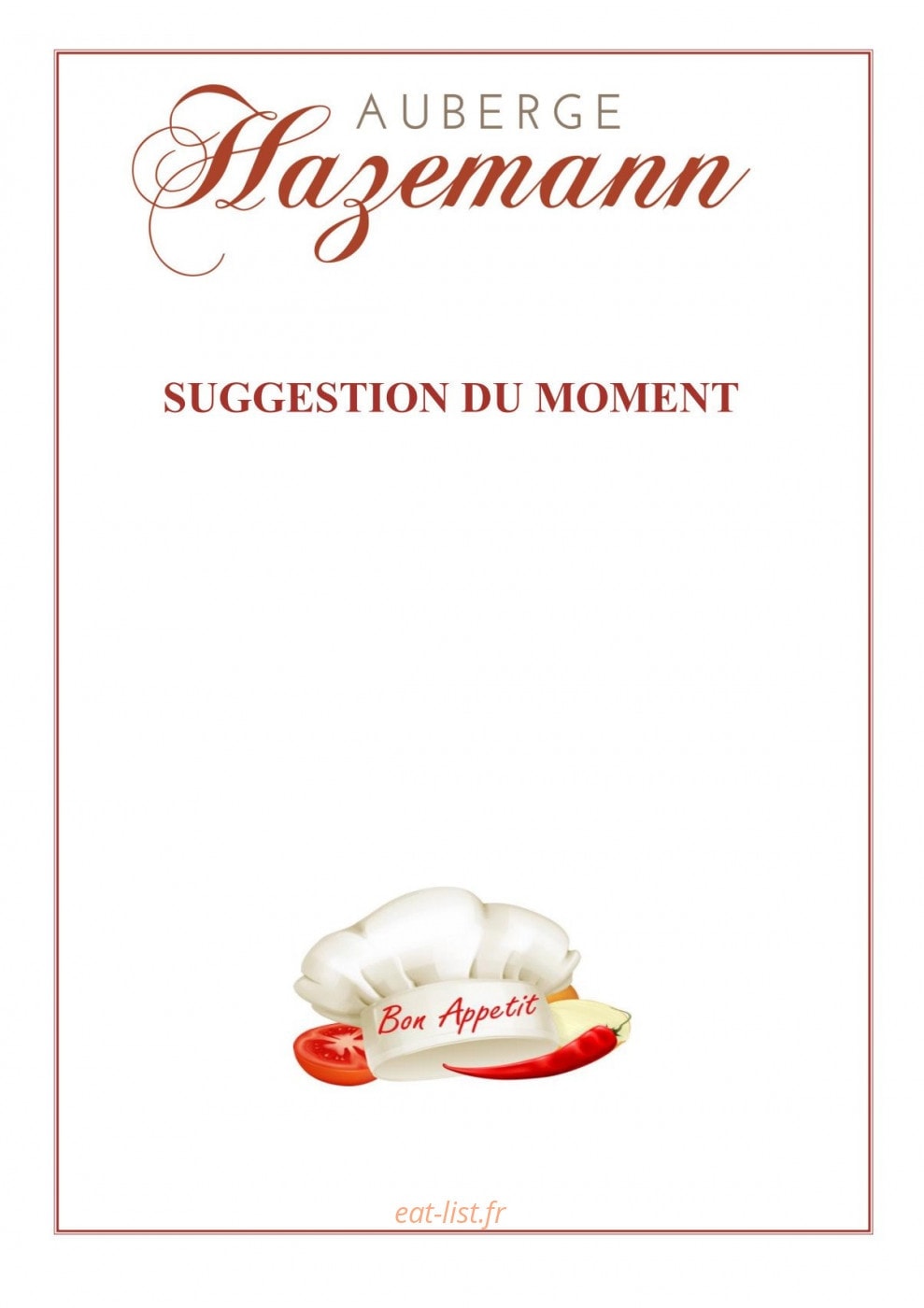 Auberge Hazemann — carte page 5