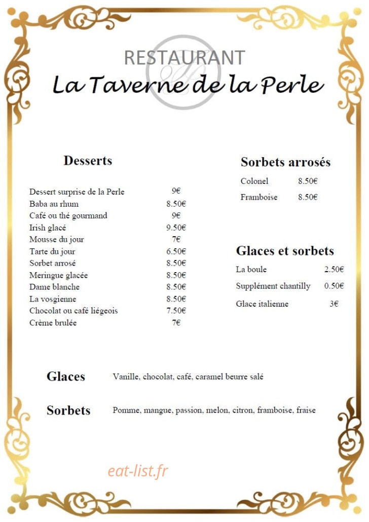 La Taverne de la Perle — carte page 2