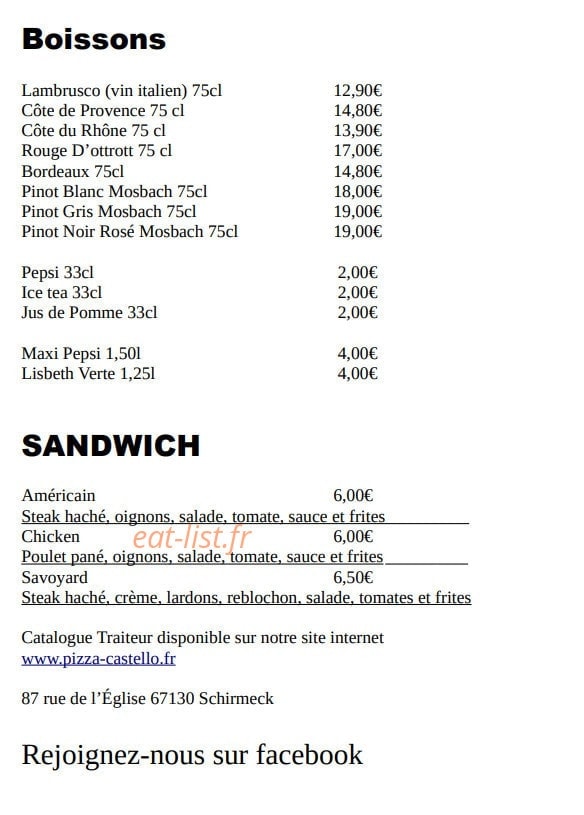Pizza Castello — carte page 4