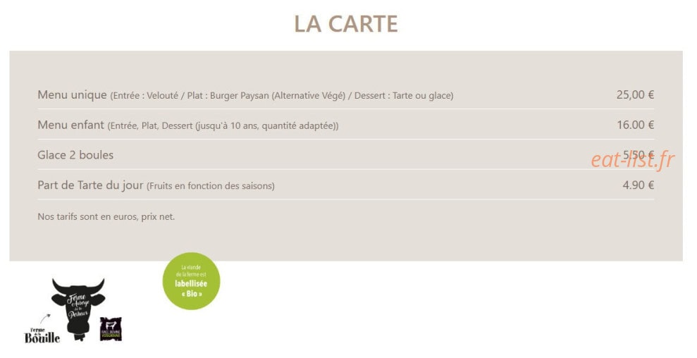 Ferme Auberge De La Perheux — carte page 1