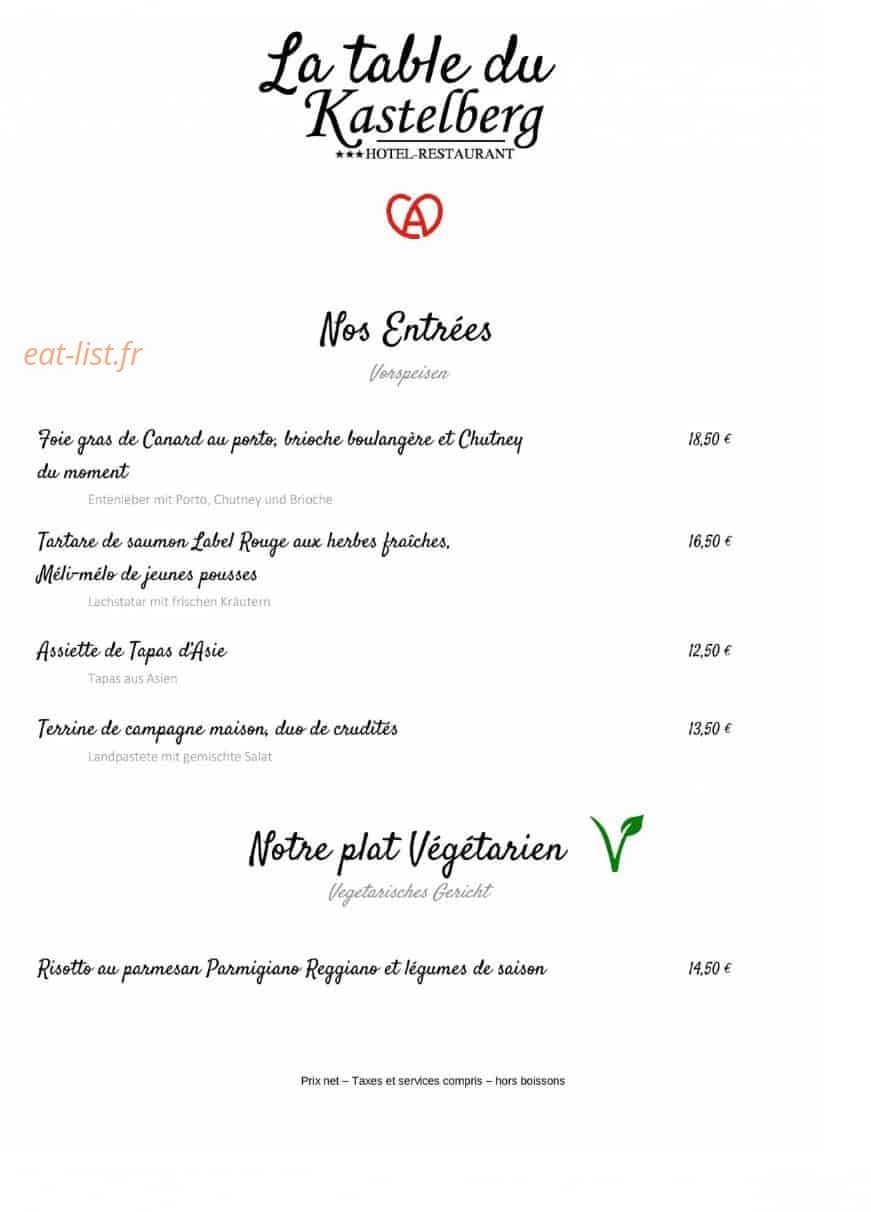 La Table du Kastelberg — carte page 2