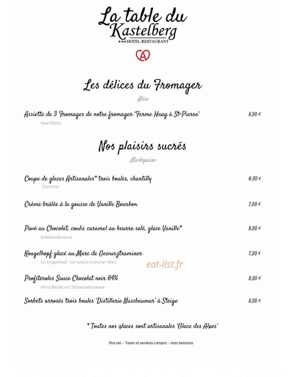 La Table du Kastelberg — carte page 4