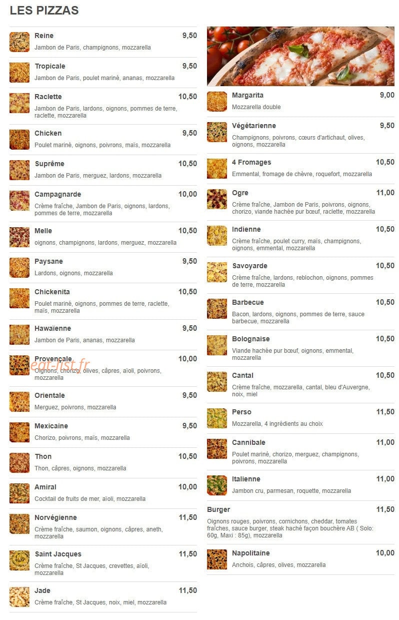 Pizza Jade — carte page 1