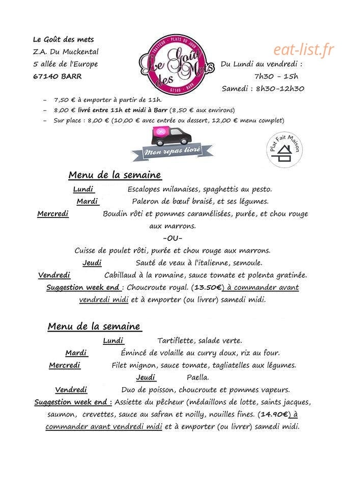 Le Goût Des Mets — carte page 1