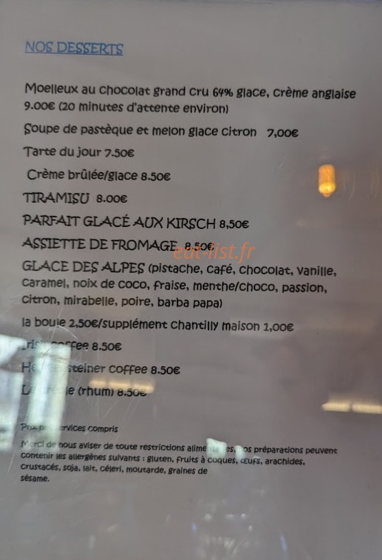 Au Raisin d'Or — carte page 4
