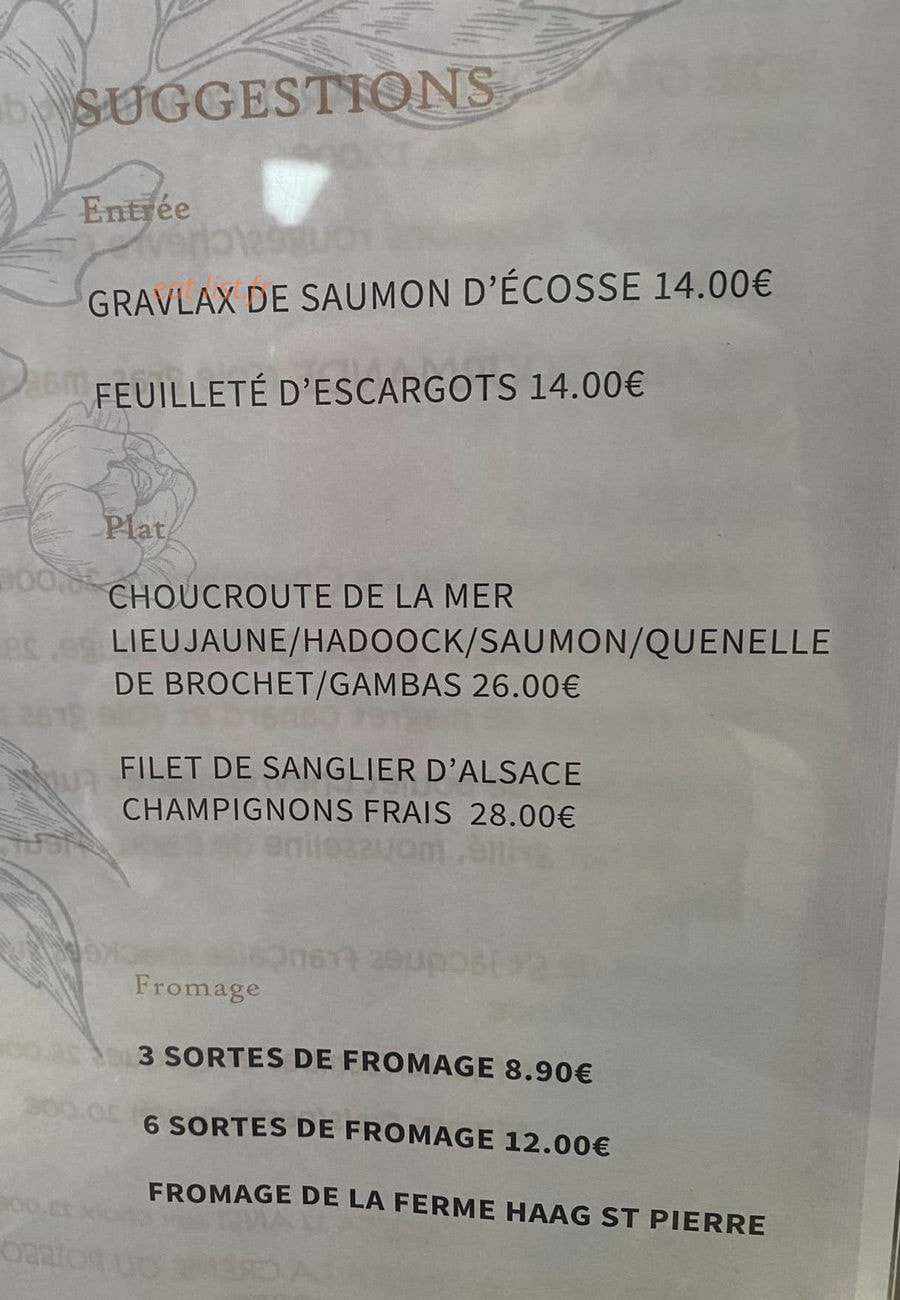 Au Raisin d'Or — carte page 2