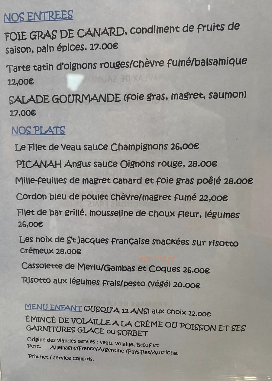 Au Raisin d'Or — carte page 1
