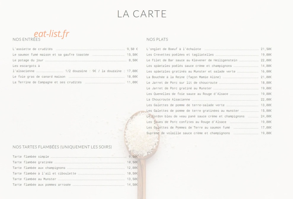 Le Relais du Klevener — carte page 1