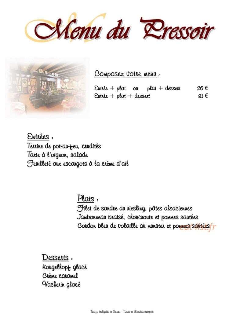 Au Caveau du Vieux Pressoir — carte page 2