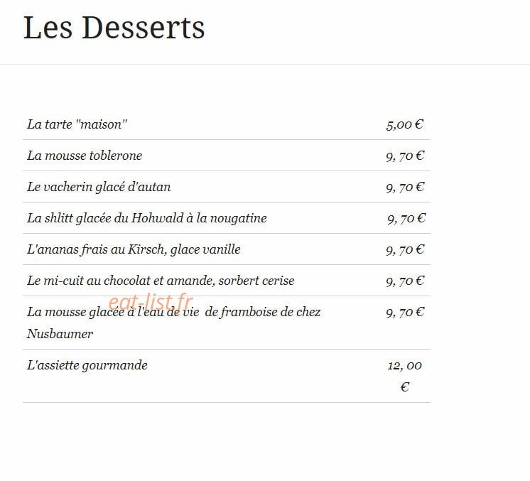 La Petite Auberge — carte page 5