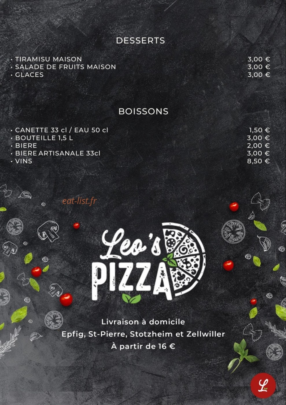 Léo's Pizza — carte page 3