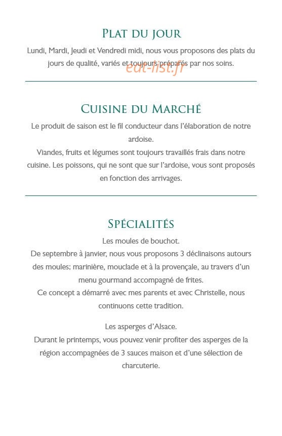 Restaurant Bellevue — carte page 1